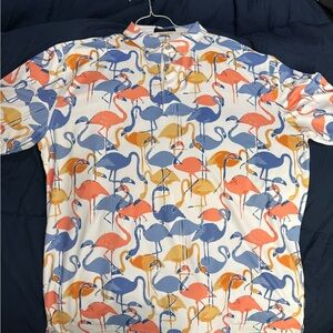 Flamingo Print Men's Dri-Fit Polo Shirt